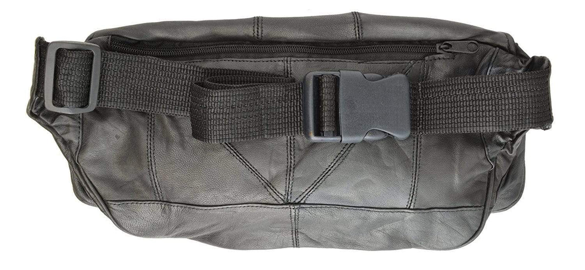 HUNTER Leather Large Waist Bag With Multi Pockets Black