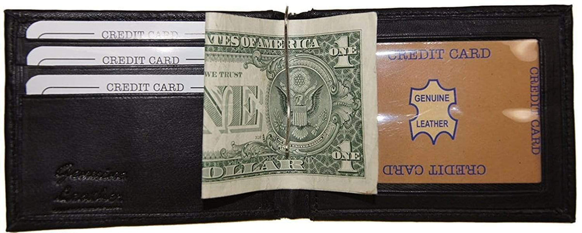 ZEV Leather Bifold/Trifold Dual Money Clip Men's Wallet