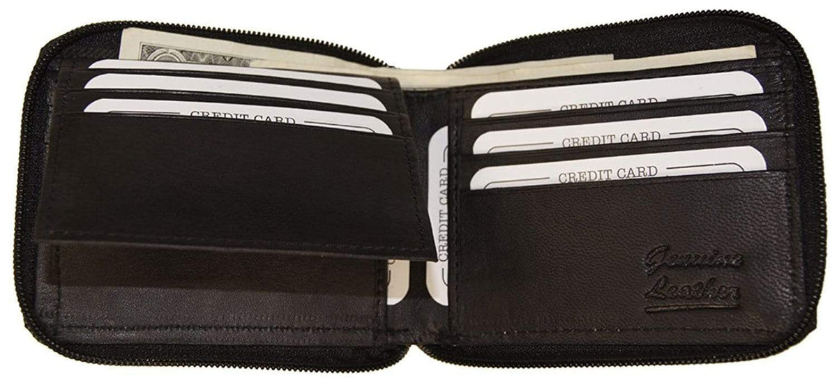 Men's Bifold Leather Wallet with Zipper - Improving Lifestyles