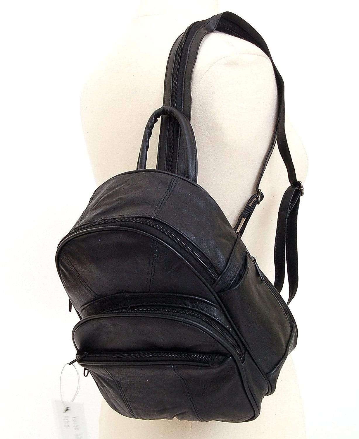Convertible Leather Backpack In Dark Grey