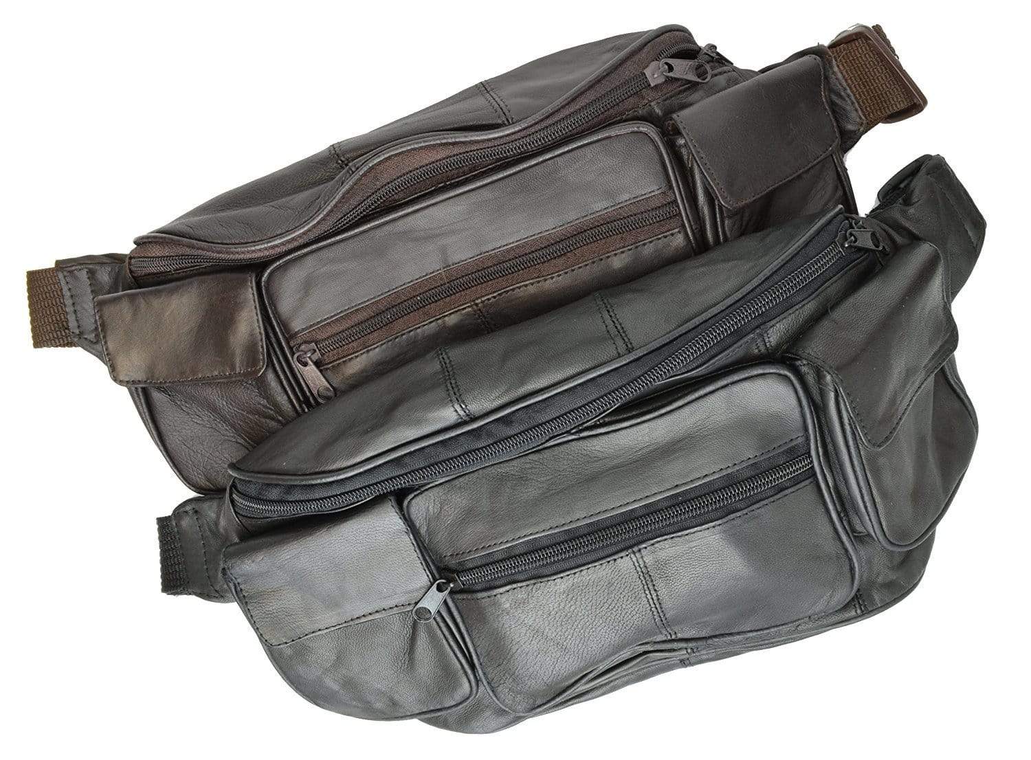backpacks leather amazon HUNTER Leather Large Waist Bag With Multi Pockets Black – Improving Lifestyles