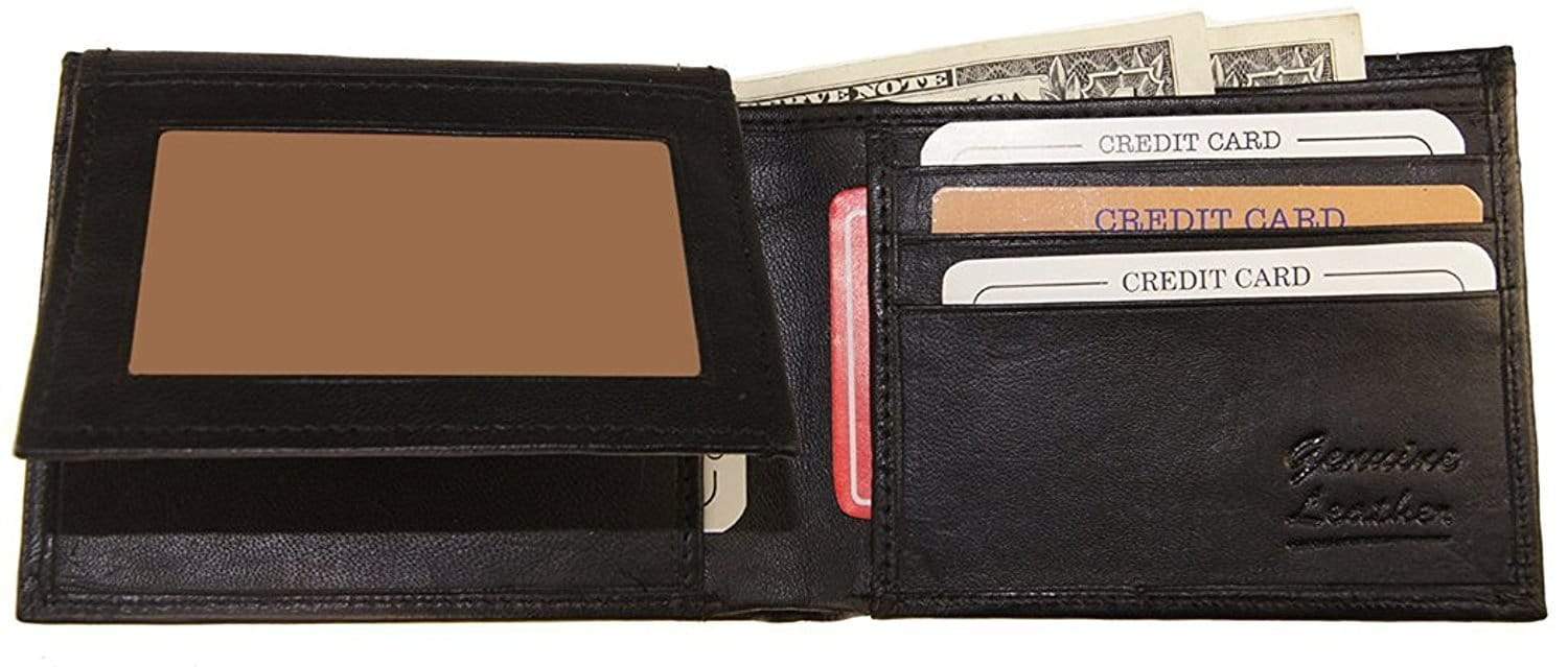 Brown Premium Leather Bifold Wallet with Flip Up ID Window