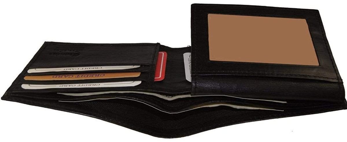 BEN Leather Bifold FIXED Flip Up Window ID Wallet - Improving Lifestyles