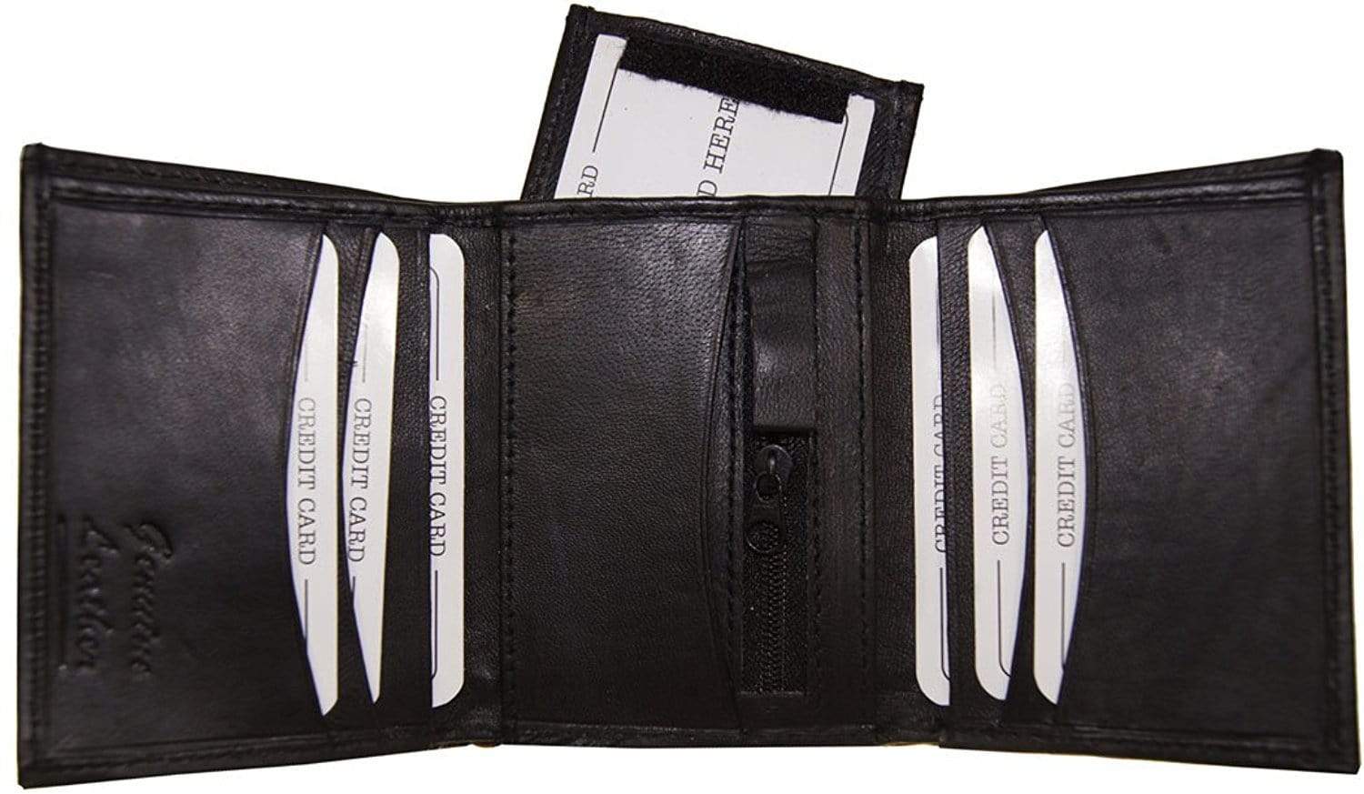 Genuine Leather Men Wallets Fashion Trifold Wallet Zip Coin Pocket