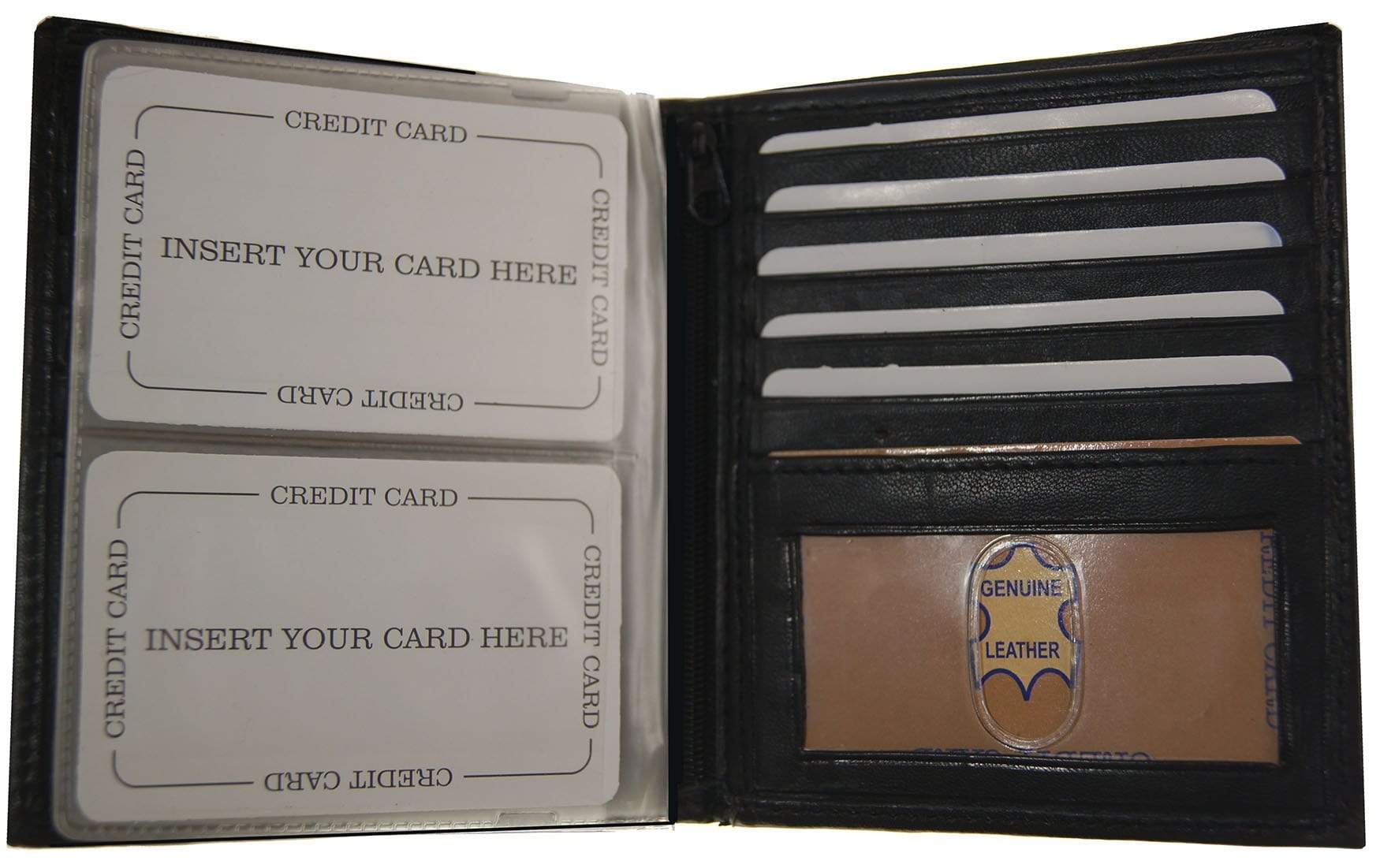 Men's Genuine Leather Bifold Wallet - European Hipster Style With Heavy Duty Vinyl Insert, Multiple Card Slots