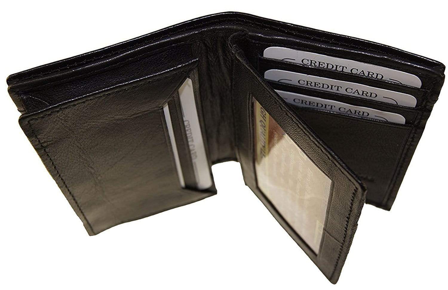LEO Leather Compact Wallet Expandable Gusset Credit/Business Holder - Improving