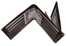 Trifold men's leather wallet with bill clip