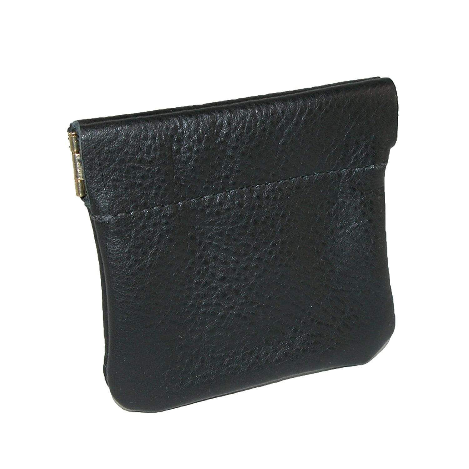 Genuine Leather Coin Pouch Change Holder for Men/Woman with Zipper Pouch  Size 4 x2.5 Made in U.S.A (Black)