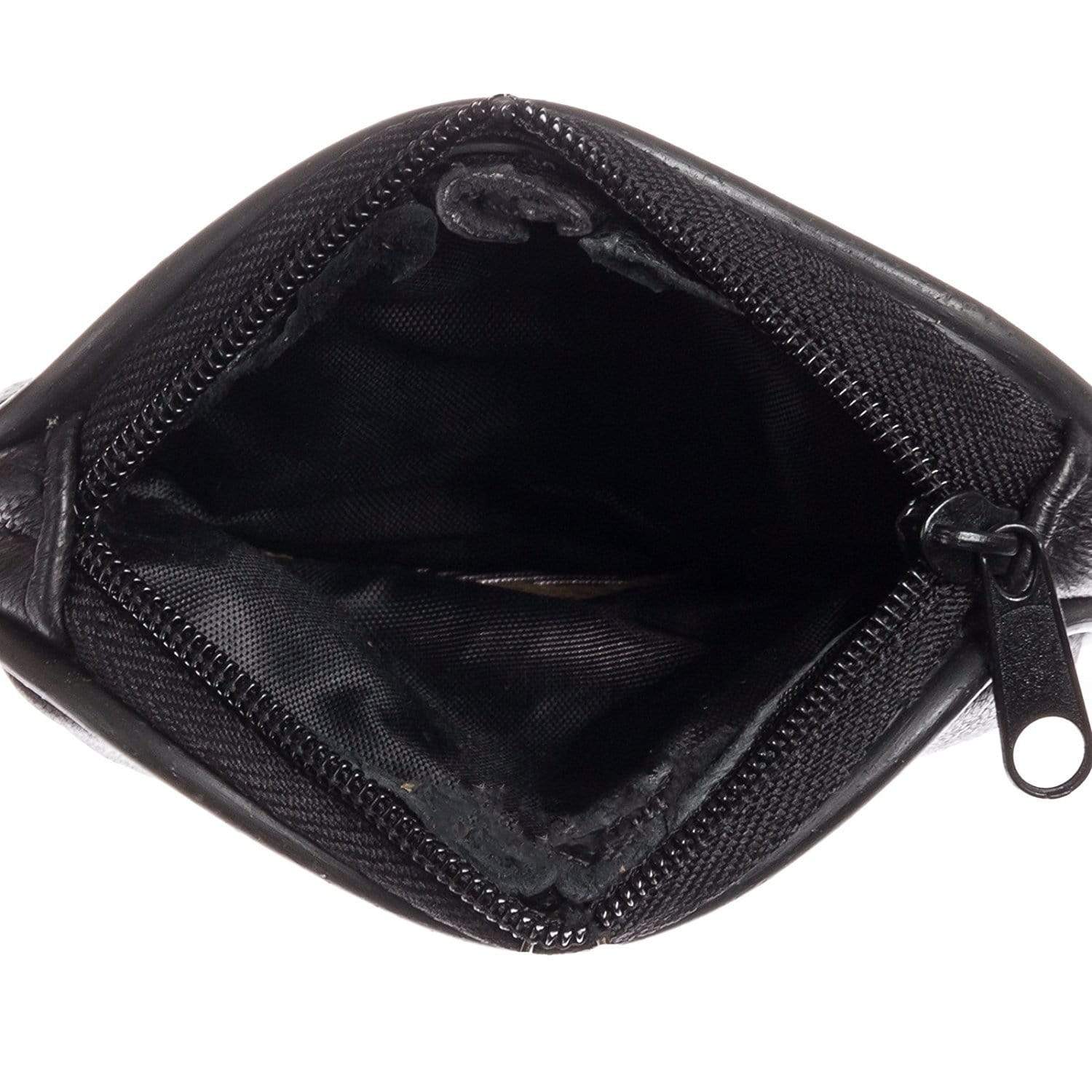 Leather black coin purse 2 snap 2 zippered pockets change purse leather coin  bag leather coin pouch leather coin holder