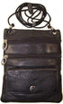 Improving Lifestyles Leather Crossbody Bag with Snap Front Pocket Black