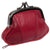Improving Lifestyles Purses Red KISSLOCK Leather Change Purse with Clasp and zipper bottom pouch